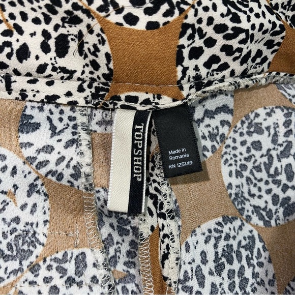 Topshop Pants Size 6 US Leopard Frill Trousers High Waist Crop Pant Ruffle Hem - Picture 9 of 11